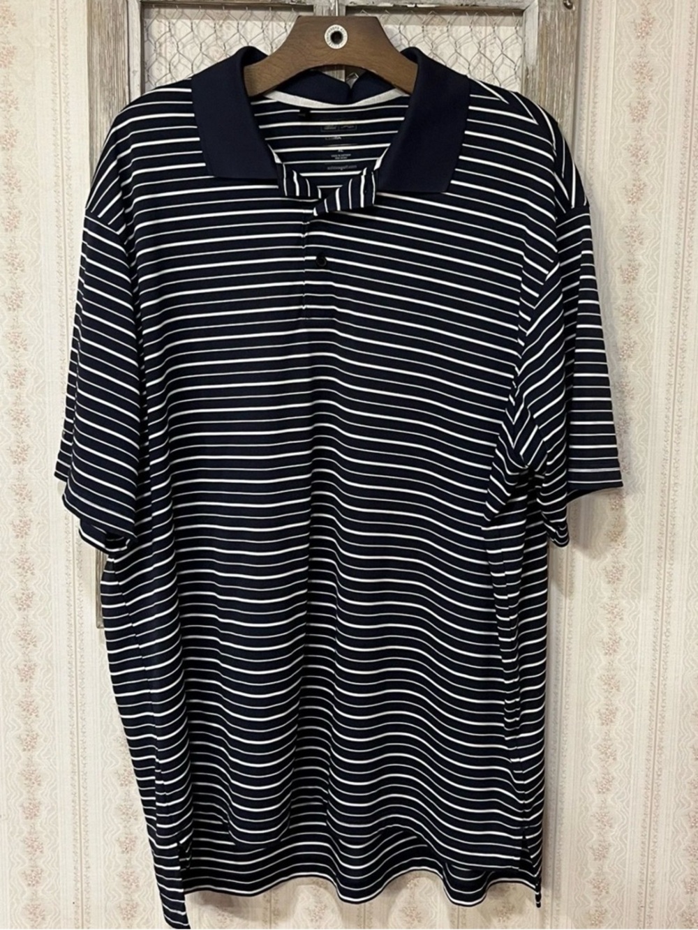 Classic Men's Navy and White Striped Polo Shirt